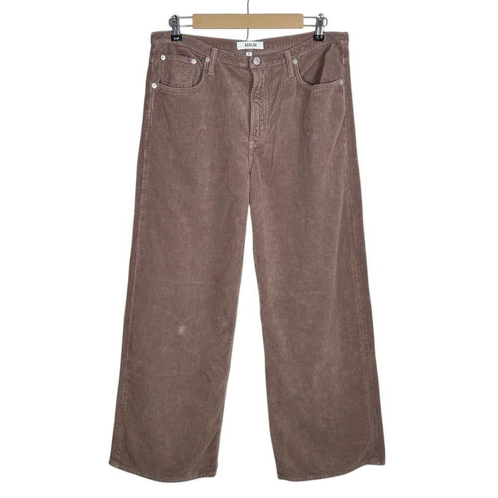 AGOLDE Keira Wide Leg Jeans Womens 29 Ceramic Brown Corduroy Pants Wide Wale